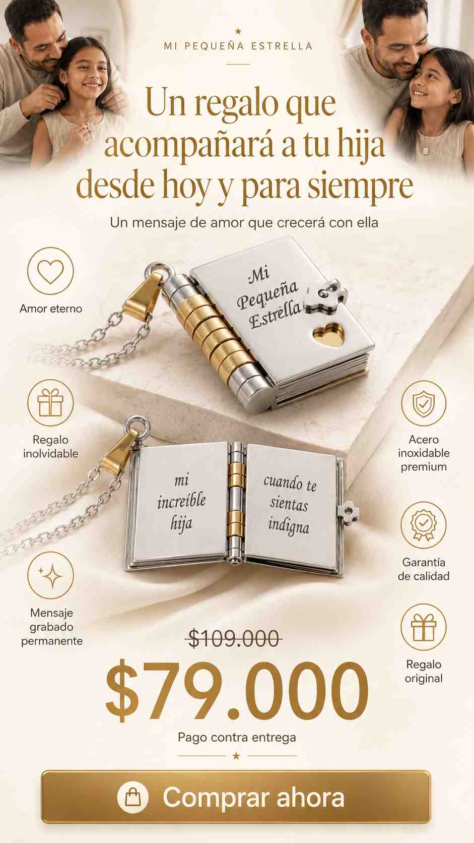 Collar mi pequeña estrella "Cuando el mundo la haga dudar, tus palabras la van a abrazar."