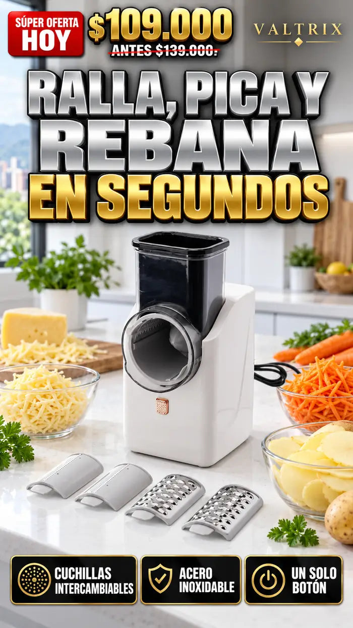 Rallador electrico valtrix optimiza el tiempo en tu cocina y tu seguriridad PRECIO DE LENZAMIENTO
