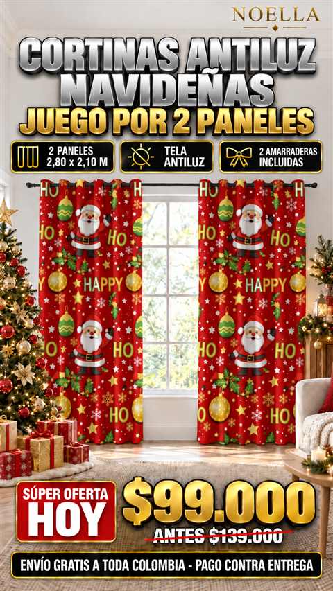 Llegó diciembre y tu sala sigue igual de siempre y si nuestras cortinas le dan el ambiente navideño que sioempre has deseado