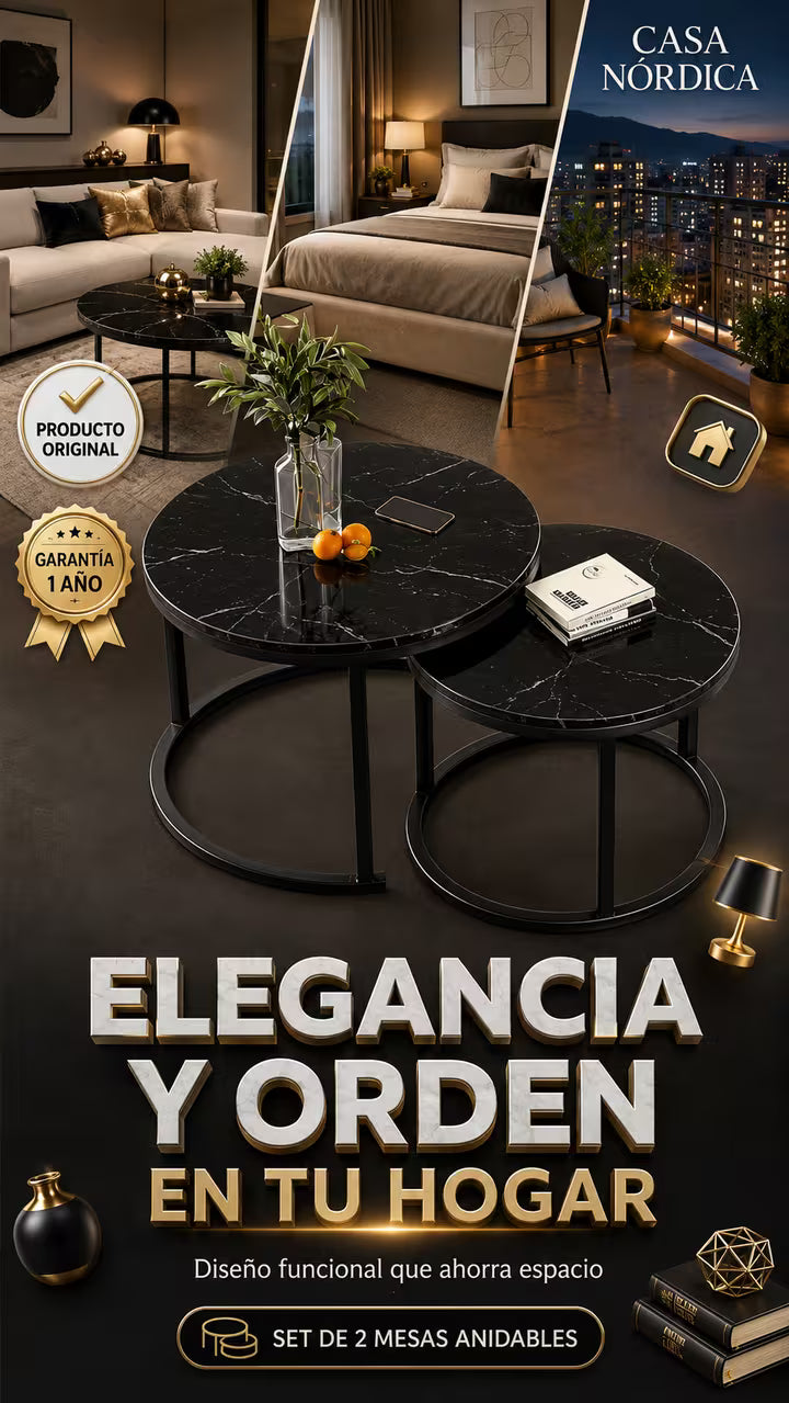 "Mesas Auxiliares Dobles de Diseño — Colección Prestige Nórdica"