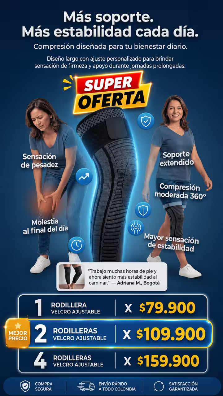 KneePower Elite 360° Rodillera de compresión larga con velcro ajustable máxima protección