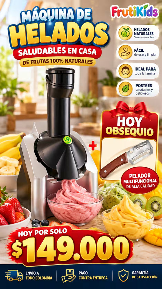 FrutiKids™Convierte fruta congelada en un helado cremoso y 100% natural en segundos, HOY GRATIS PELADOR PREMIUN MULTIFUNCIONAL