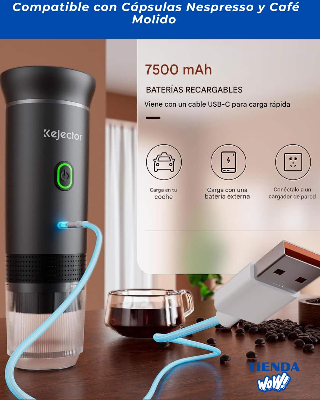 CAFETERA ELECTRICA  AMERICANA ORIGINAL tres en uno (compatible con cápsulas, café molido y pods), con calentamiento automático