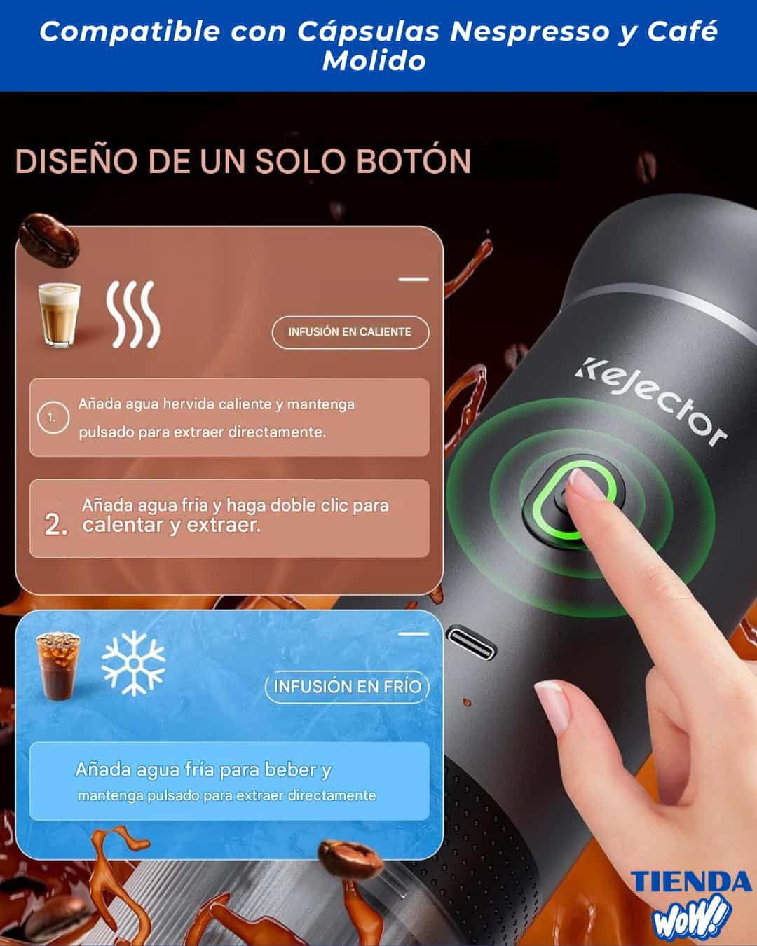 CAFETERA ELECTRICA  AMERICANA ORIGINAL tres en uno (compatible con cápsulas, café molido y pods), con calentamiento automático