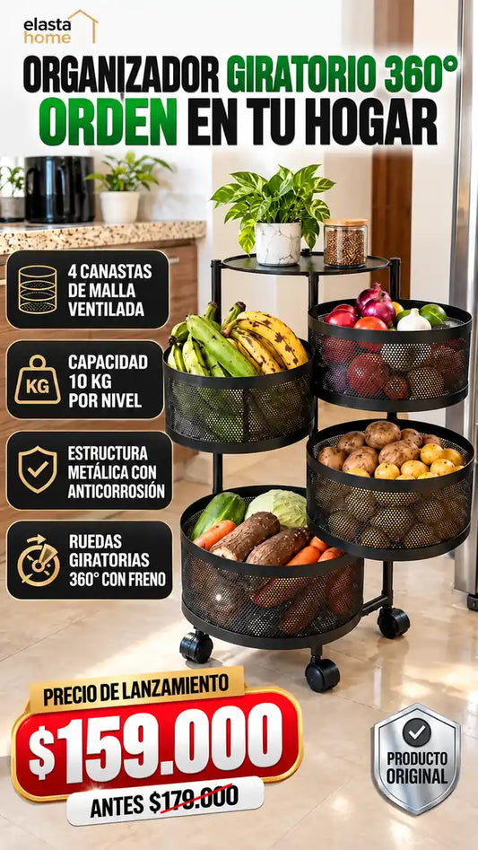 organizador 360 con ruedas  multifuncional ahorra espacio y dale un look premiun a tus espacios
