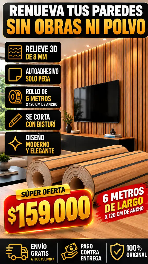Transforma tu casa fácilmente sin gastar una fortuna  2 ROLLOS EN OFERTA 6 METROS DE LARGO X 120 CM DE ANCHO con el rollo adhesivo  PARETTO